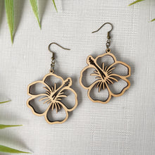 Load image into Gallery viewer, Hibiscus Earrings (Wood)