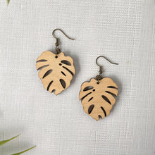 Load image into Gallery viewer, Monstera Leaf Earrings (Wood)