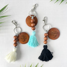 Load image into Gallery viewer, Om Keychain (Wooden Beads)