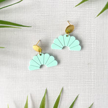 Load image into Gallery viewer, Fan Statement Stud Earrings - Mint (Acrylic)