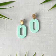 Load image into Gallery viewer, Oval Statement Stud Earrings - Mint (Acrylic)