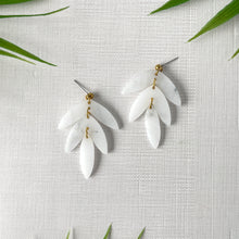 Load image into Gallery viewer, Tiered Statement Stud Earrings - White Marble (Acrylic)