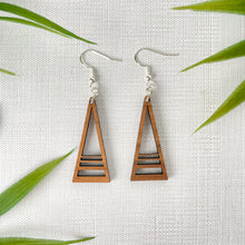Load image into Gallery viewer, Layered Triangle Geometric Earrings (Walnut Hardwood)