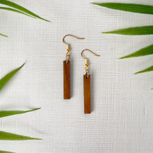 Load image into Gallery viewer, Narrow Bar Geometric Earrings (Walnut Hardwood)