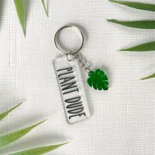 Load image into Gallery viewer, Plant Parent Keychain w/Monstera Leaf Charm (Acrylic)