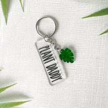 Load image into Gallery viewer, Plant Parent Keychain w/Monstera Leaf Charm (Acrylic)