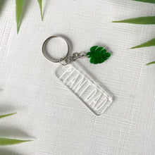 Load image into Gallery viewer, Plant Parent Keychain w/Monstera Leaf Charm (Acrylic)