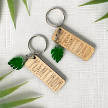 Load image into Gallery viewer, Plant Parent Keychain w/Monstera Leaf Charm (Acrylic)
