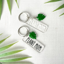 Load image into Gallery viewer, Plant Parent Keychain w/Monstera Leaf Charm (Acrylic)