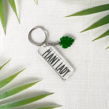 Load image into Gallery viewer, Plant Parent Keychain w/Monstera Leaf Charm (Acrylic)