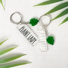 Load image into Gallery viewer, Plant Parent Keychain w/Monstera Leaf Charm (Acrylic)