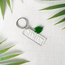 Load image into Gallery viewer, Plant Parent Keychain w/Monstera Leaf Charm (Acrylic)