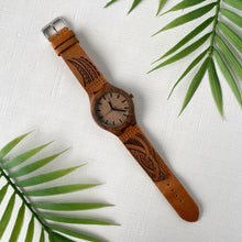 Load image into Gallery viewer, Tribal Engraved Wood Watch - Sandalwood
