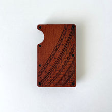 Load image into Gallery viewer, Half Tribal Engraved Wood Wallet - Cherry Wood