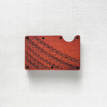 Load image into Gallery viewer, Half Tribal Engraved Wood Wallet - Cherry Wood