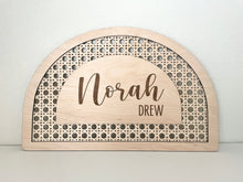Load image into Gallery viewer, Rattan Half-Circle Name Sign