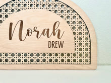 Load image into Gallery viewer, Rattan Half-Circle Name Sign