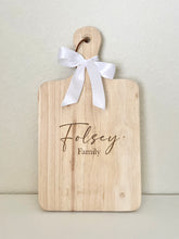 Load image into Gallery viewer, Custom Engraved Rubberwood Charcuterie Board w/Handle