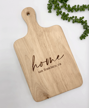 Load image into Gallery viewer, Custom Engraved Rubberwood Charcuterie Board w/Handle