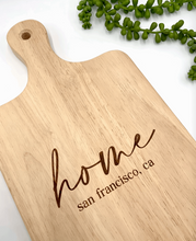 Load image into Gallery viewer, Custom Engraved Rubberwood Charcuterie Board w/Handle