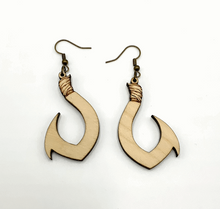 Load image into Gallery viewer, Fish Hook Earrings (Wood)