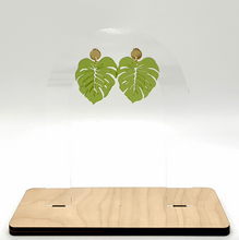 Load image into Gallery viewer, Frosted Green Monstera Stud Earrings (Acrylic)