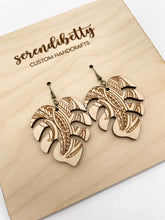 Load image into Gallery viewer, Monstera Tribal Earrings (Wood)