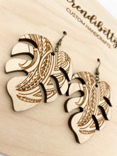 Load image into Gallery viewer, Monstera Tribal Earrings (Wood)