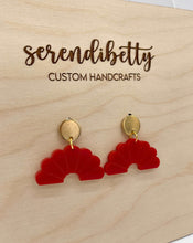 Load image into Gallery viewer, Fan Statement Stud Earrings - Red (Acrylic)