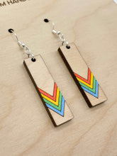 Load image into Gallery viewer, Hand-painted Rainbow Bar Earrings (Wood)