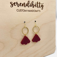 Load image into Gallery viewer, Mini Fan Charm Earrings - Wine (Acrylic)