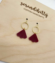Load image into Gallery viewer, Mini Fan Charm Earrings - Wine (Acrylic)