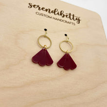 Load image into Gallery viewer, Mini Fan Charm Earrings - Wine (Acrylic)