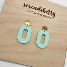 Load image into Gallery viewer, Oval Statement Stud Earrings - Mint (Acrylic)