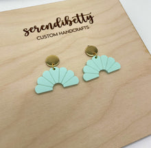 Load image into Gallery viewer, Fan Statement Stud Earrings - Mint (Acrylic)