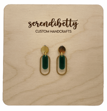 Load image into Gallery viewer, Mini Oval Charm Stud Earrings - Hunter Green (Acrylic)