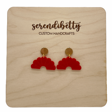 Load image into Gallery viewer, Fan Statement Stud Earrings - Red (Acrylic)