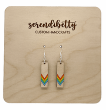 Load image into Gallery viewer, Hand-painted Rainbow Bar Earrings (Wood)