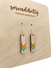 Load image into Gallery viewer, Hand-painted Rainbow Bar Earrings (Wood)