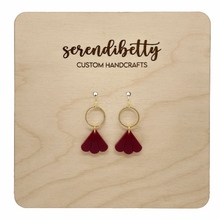 Load image into Gallery viewer, Mini Fan Charm Earrings - Wine (Acrylic)