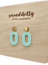 Load image into Gallery viewer, Oval Statement Stud Earrings - Mint (Acrylic)