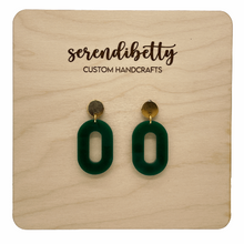 Load image into Gallery viewer, Oval Statement Stud Earrings - Hunter Green (Acrylic)