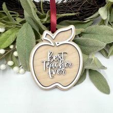 Load image into Gallery viewer, Best Teacher Ever Apple Ornament