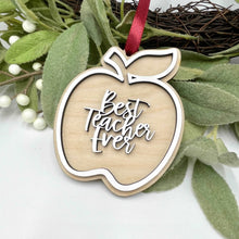 Load image into Gallery viewer, Best Teacher Ever Apple Ornament
