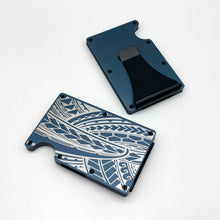 Load image into Gallery viewer, Full Tribal Engraved Metal Wallet - Blue Mist