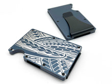 Load image into Gallery viewer, Full Tribal Engraved Metal Wallet - Blue Mist