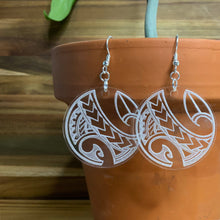 Load image into Gallery viewer, Round Clear & White Tribal Earrings (Acrylic)