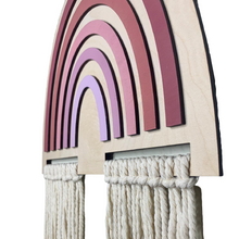 Load image into Gallery viewer, Wooden Rainbow with Macrame (Pinks)