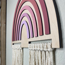 Load image into Gallery viewer, Wooden Rainbow with Macrame (Pinks)