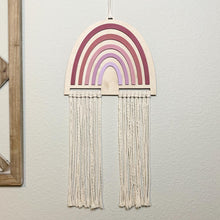 Load image into Gallery viewer, Wooden Rainbow with Macrame (Pinks)